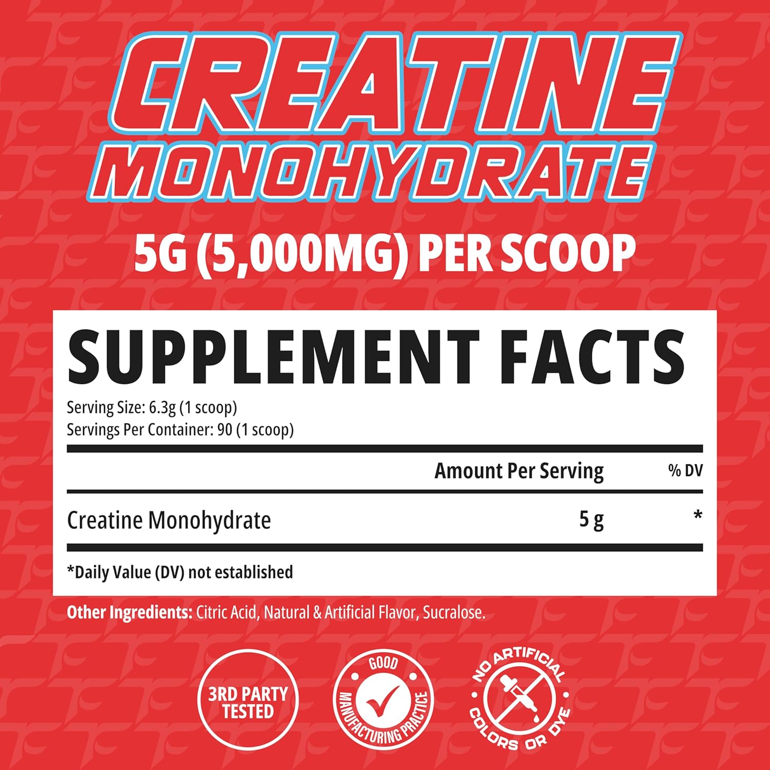 TC Nutrition Creatine Monohydrate Powder 90 Servings - 5g Per Serv of Creatine Powder for Increased Strength, Muscle Growth, Improved Endurance and Performance, Blue Slushie