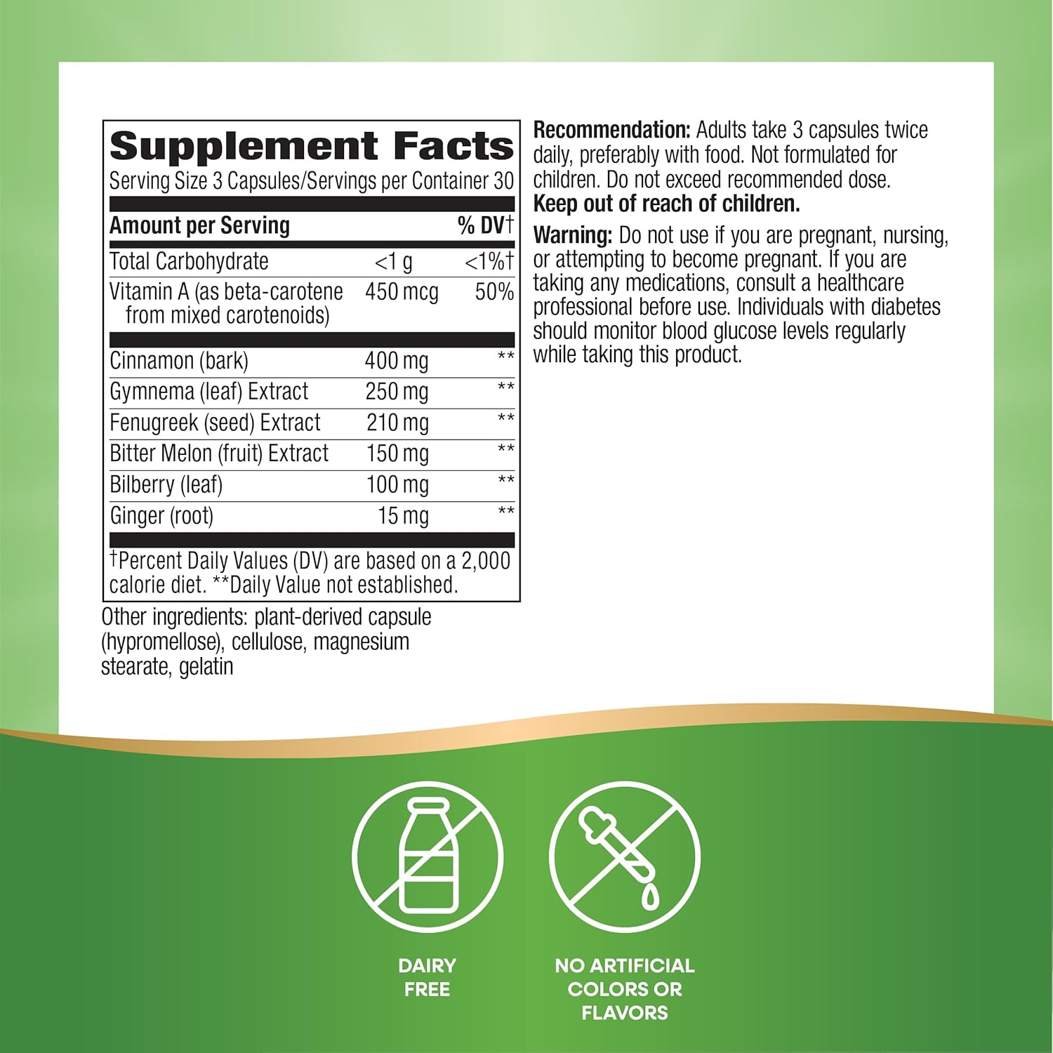 Nature's Way Blood Sugar Blend with Gymnema Extract, Supports Carbohydrate Metabolism*, Vitamin A, 90 Capsules