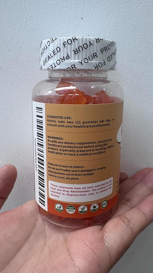 Magnesium Glycinate Gummies 1000mg - Sugar Free Magnesium Potassium Supplement with Vitamin D, B6, CoQ10 for Calm Mood & Sleep Support - 60 Orange Gummies