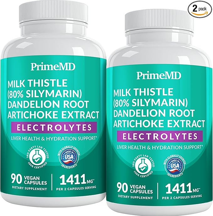 22-in-1 Liver Support Capsules – Supplement with Milk Thistle, NAC, Electrolytes & BioPerine Supplement – Smart Dose for Your Natural Filtration & Daily Hydration – 90 Vegan Capsules (Pack of 2)