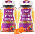 Fiber Gummies for Adults with Psyllium Husk, 7G(Soluble + Insoluble) Daily Prebiotic Fiber with Inulin, FOS, Guar Gum, Multivitamins for Daily Digestive Health, Regularity Support,Sugar Free,Pack of 2
