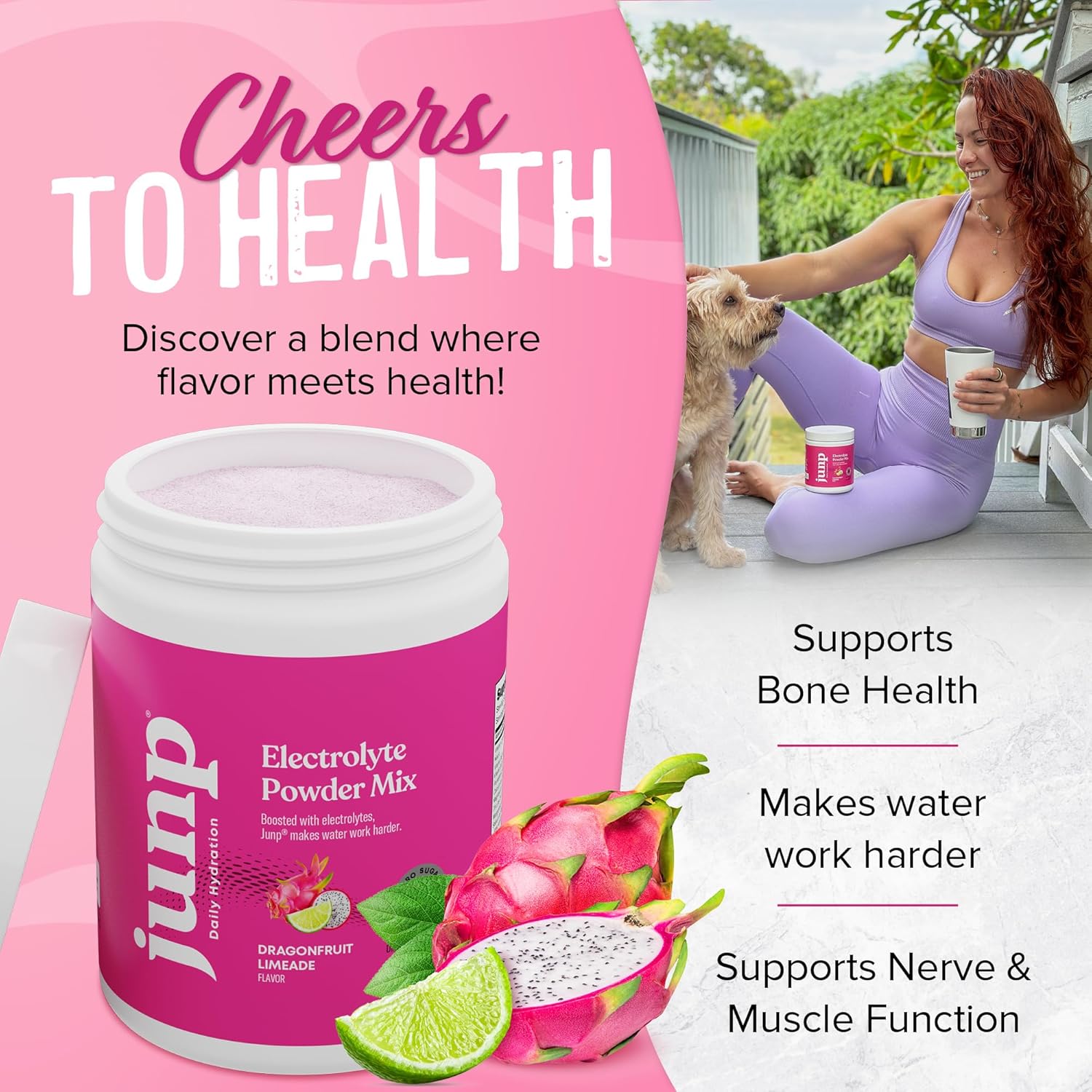 JUNP Electrolytes Powder No Sugar No Carbs - Dragonfruit Limeade Keto Electrolyte Drink Mix - Potassium & Salt Hydration Powder Electrolytes Zero Calorie Sugar Free Electrolyte Powder, 90 Servings