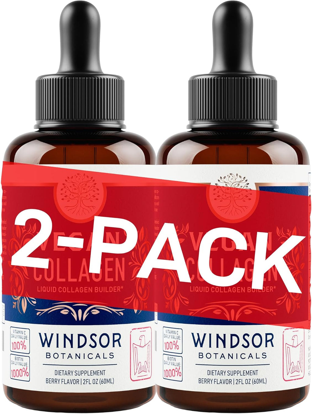 Vegan Collagen Builder Liquid Supplement - Collagen Booster with Vitamin C, Biotin, Hyaluronic Acid & Amino Acids - Organic Fruit & Vegetable Blend - 120ml, 60 Day