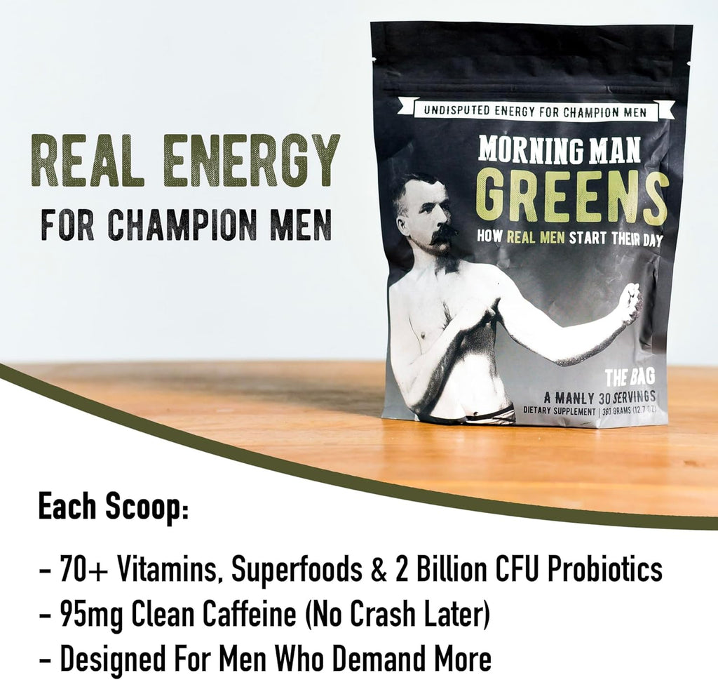 Best Tasting Greens Probiotic Superfood Mix, 95mg Caffeine, Kick Start Your Morning, 75+ Vitamins, Green Tea & Coffee Extracts, Digestive Enzymes, Gluten Free, Vegan, Energy, Gut Health, 30 Servings