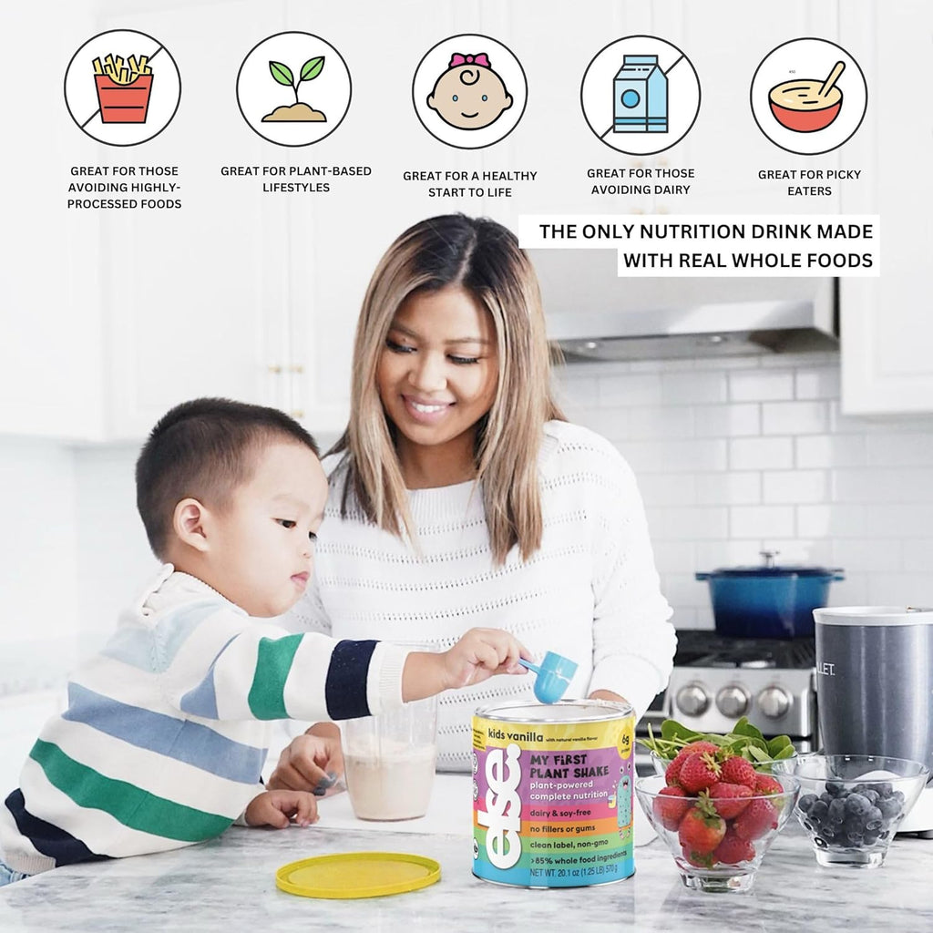 ELSE NUTRITION Plant-Based Kids Protein Shake, Protein Powder for Ages 2-12. Dairy-Free, Complete Nutrition Shake, 25 Vitamins & Minerals, Heathy Kids Snacks, Vanilla 1-Pack