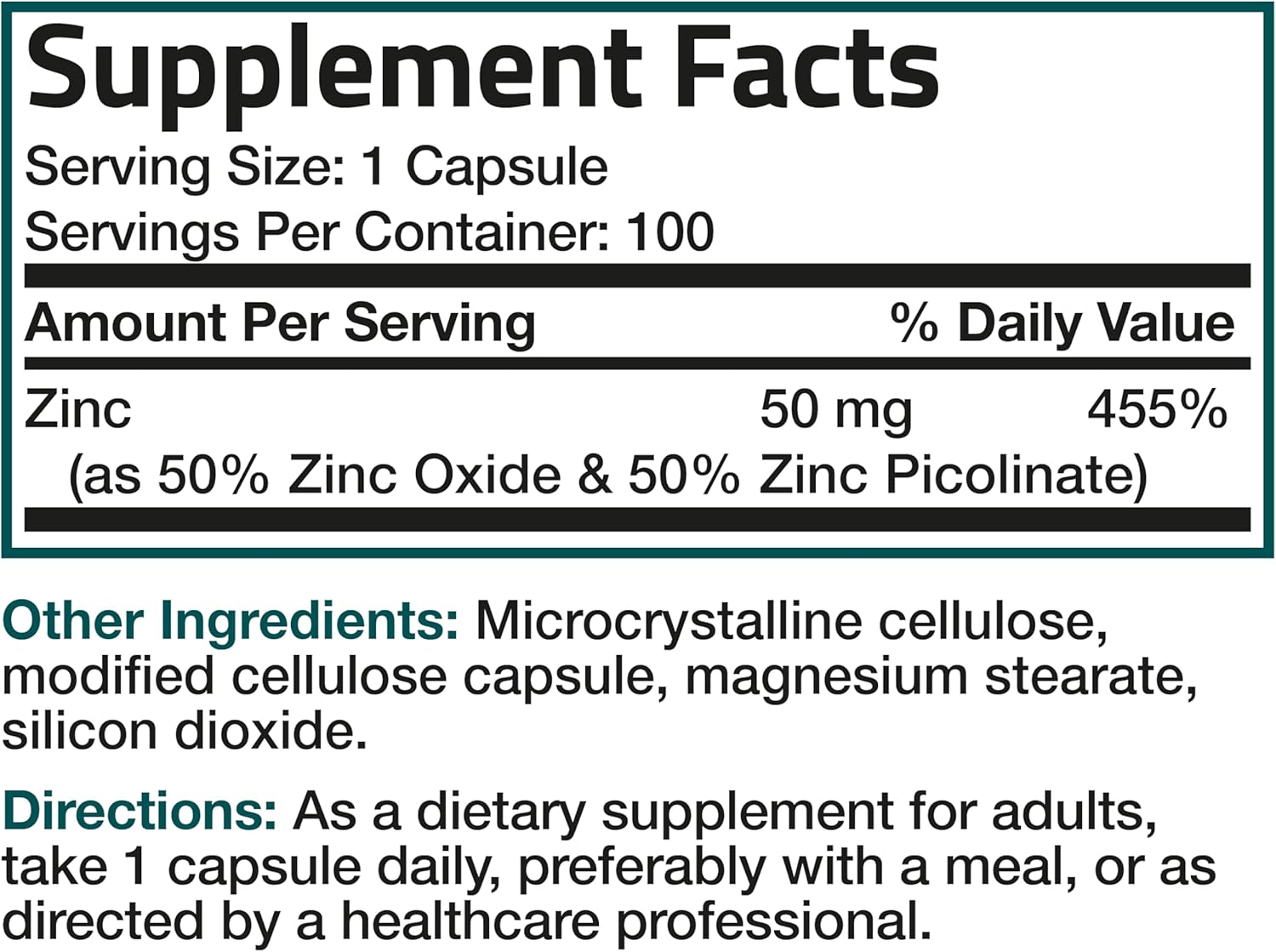 Bronson Zinc 50mg Complex High Potency Immune Support Supplement & Antioxidant and Skin Health - Non GMO, 100 Vegetarian Capsules