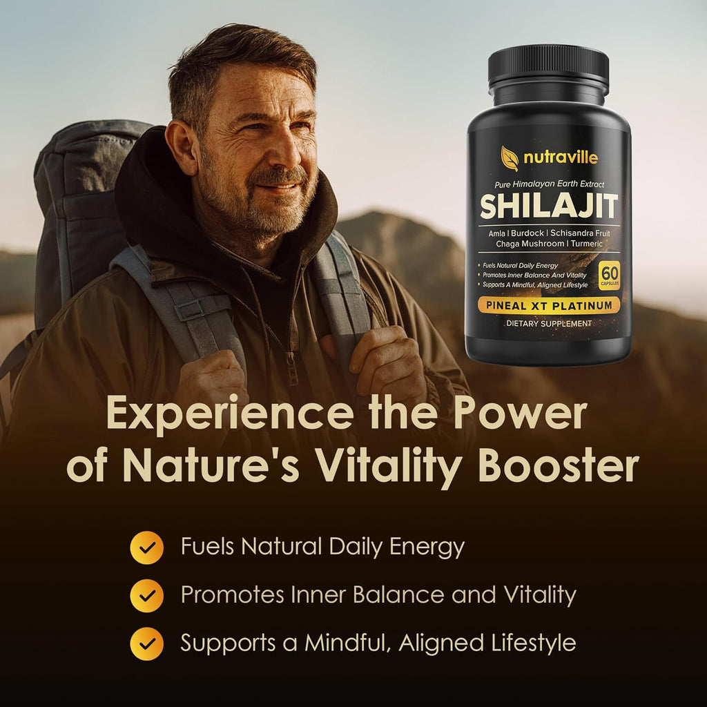 Pineal XT Platinum – Pure Himalayan Shilajit Supplement – Supports Energy, Brain Health & Memory - Rapid Pineal Gland Decalcification Cognitive Health Support – 180 Veggie Capsules