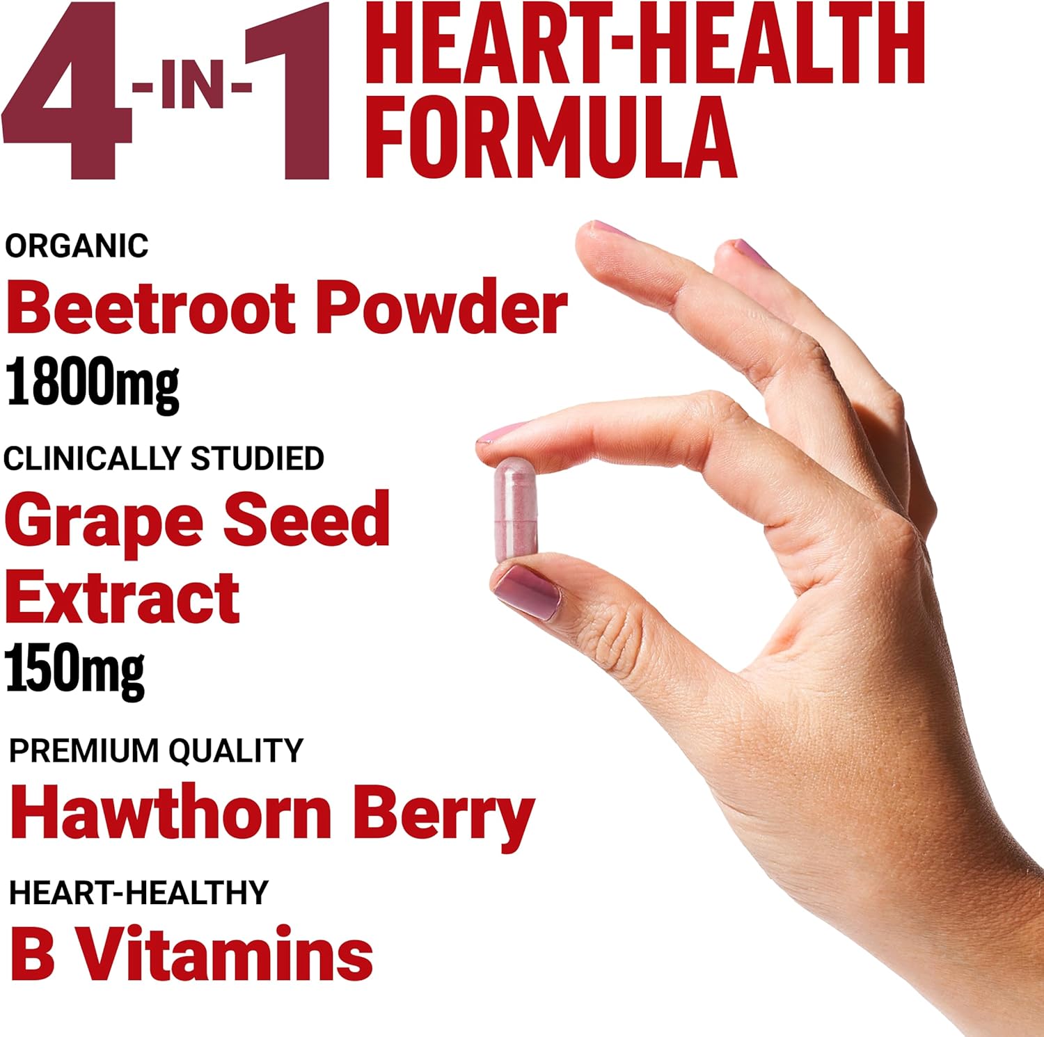 Force Factor Total Beets Blood Pressure Support Beet Root Capsules, 1800mg Organic Beet Root Powder Supplement with Hawthorn Berry to Support Circulation and Blood Flow, 180 Vegetable Capsules