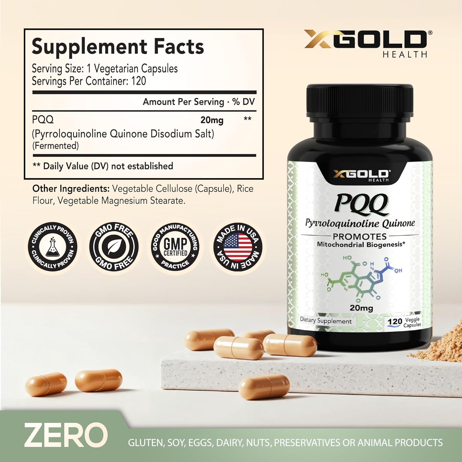 Fermented PQQ (99.7%+ Pure) – Mitochondrial Support, Energy Boost, Heart & Brain Health, Better Sleep – Non-GMO Supplement