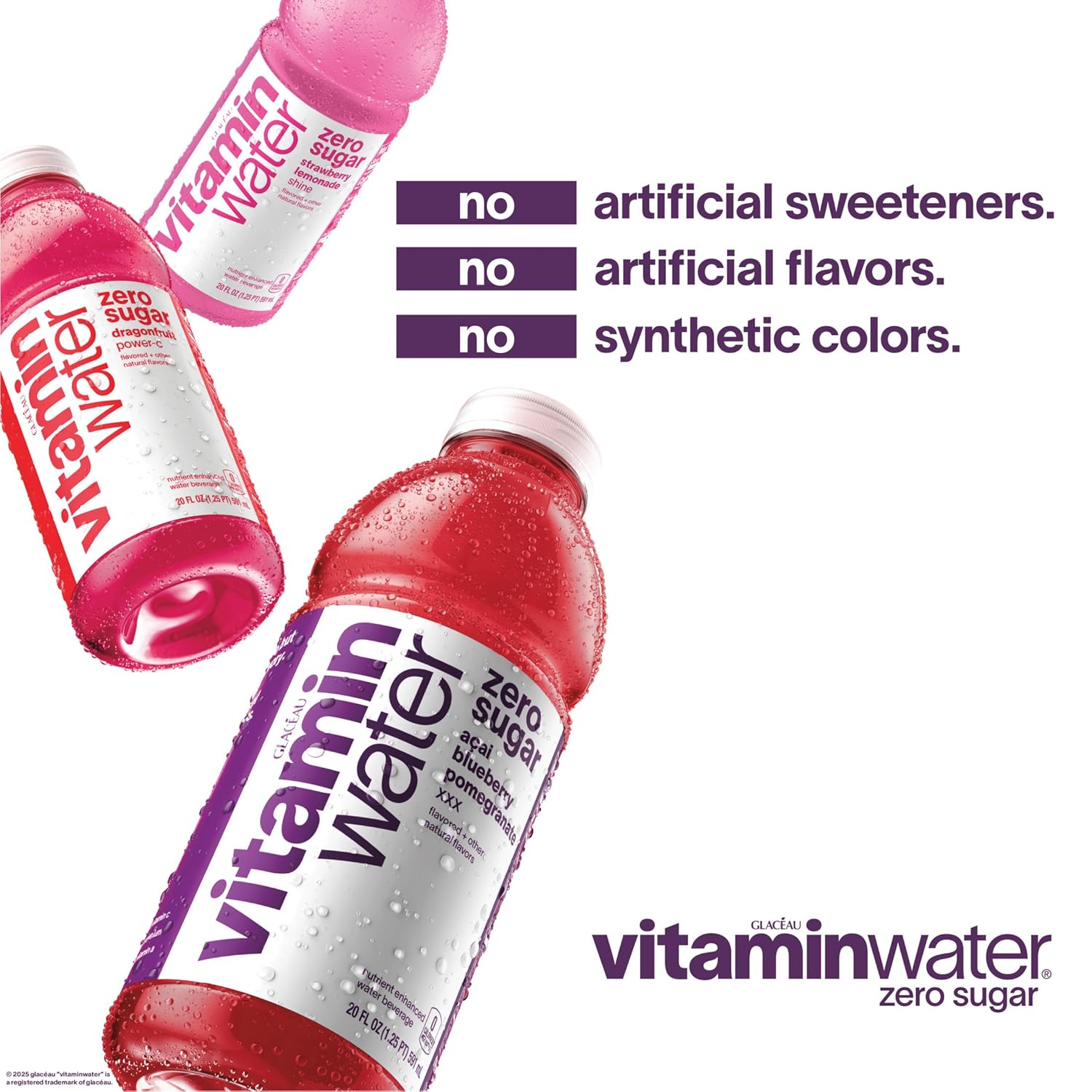 vitaminwater Shine Strawberry Lemonade Zero Sugar, Flavored Water Beverage, 20 fl oz Bottles, 12 Pack