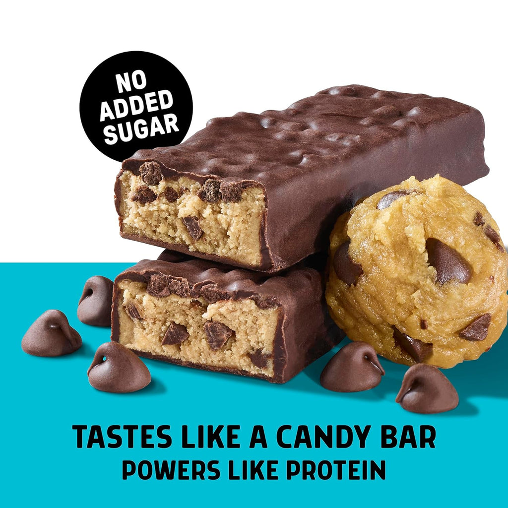 JUNKLESS Protein Bars - Chocolate Chip Cookie Dough - 15g Protein, No Added Sugar, Gluten Free, High Fiber, Delicious Taste and Texture, Satisfying, Healthy Snack for Energy - 12 Bars