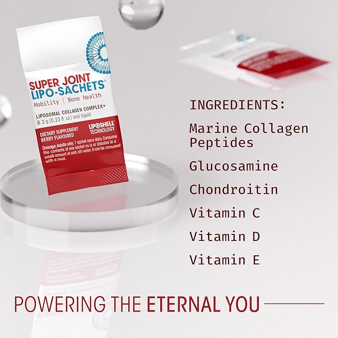 Super Joint Lipo-Sachets Liposomal Collagen Joint Supplement - Liquid Collagen Peptides to Support Joint Health, Mobility & Comfort