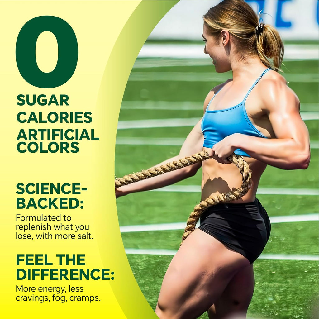 Sugar Free Electrolytes Powder Packets - Salty High Sodium Hydration Packets, Electrolytes Drink Mix for Fitness Enthusiasts & Outdoor Workers, Calories Free(Lemon Lime 30 Sticks)
