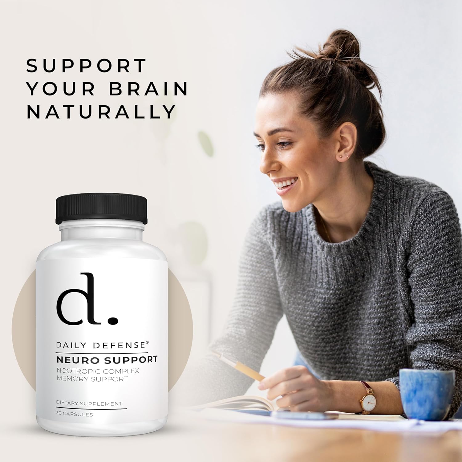 Nootropics Brain Support Supplement - 30 Capsules - Focus & Memory Supplement for Brain with Bacopa Monnieri, Huperzia Serrata, St. John's Wort & Ginkgo Biloba - Neuro Support