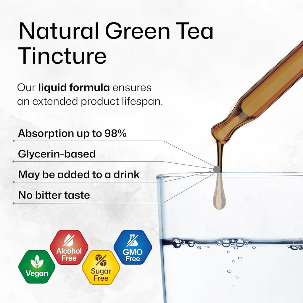 BIO KRAUTER Green Tea Extract Liquid Drops - Green Tea Supplements - Antioxidant Source - Alcohol and Sugar Free - 2 Fl.Oz.