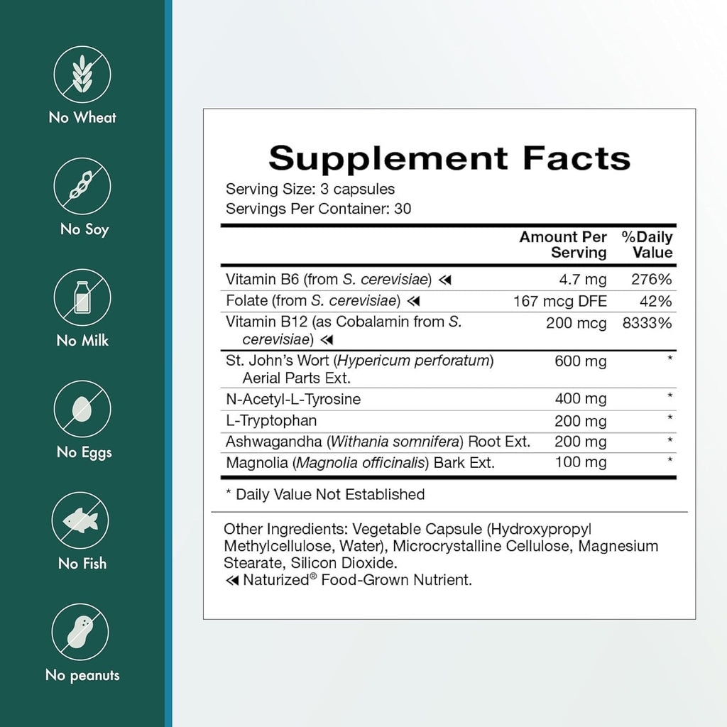 Natura Health Products Up-Lift Supplement - Encourages Positive Mood and Mental Outlook- Featuring Ashwagandha, St. John's Wart, Vitamins B6 & B12, L-tryptophan, Folate, L-tyrosine (90 Capsules)