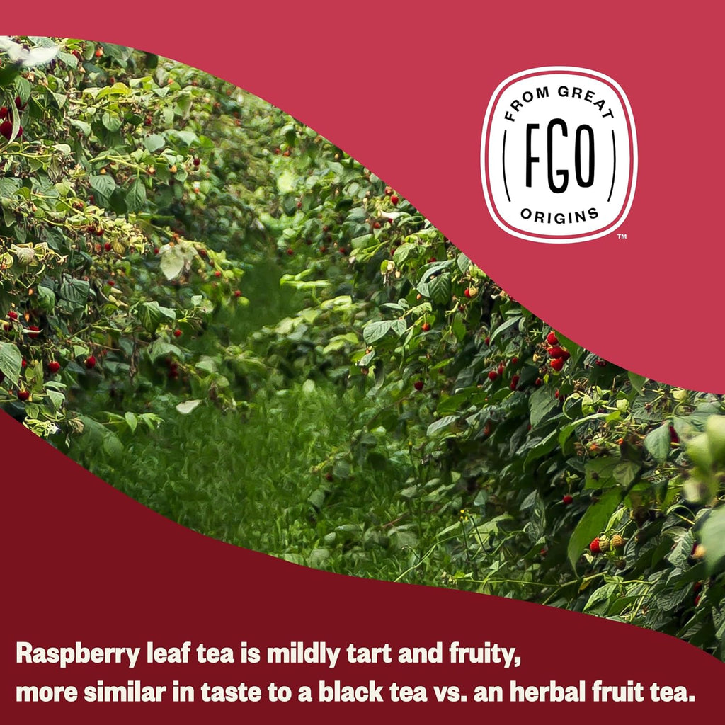 FGO Organic Red Raspberry Loose Leaf Herbal Tea, Cut and Sifted, Caffeine Free, Resealable Bag, 4oz (Pack of 1)