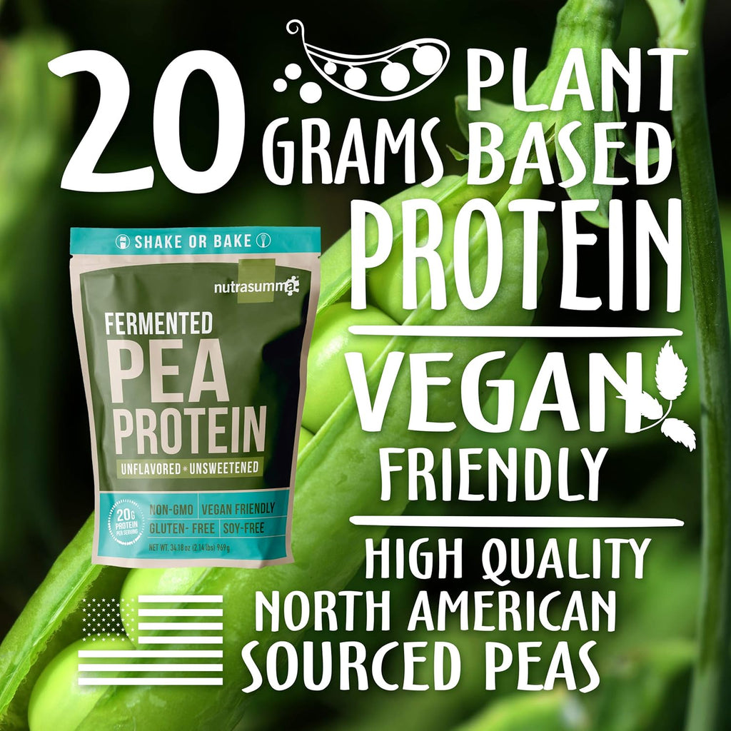 Pea Protein Powder, Unflavored and Unsweetened Sugar Free Vegan, 100% Plant Based, Non GMO, Gluten Free & Soy Free, 2.14 LB