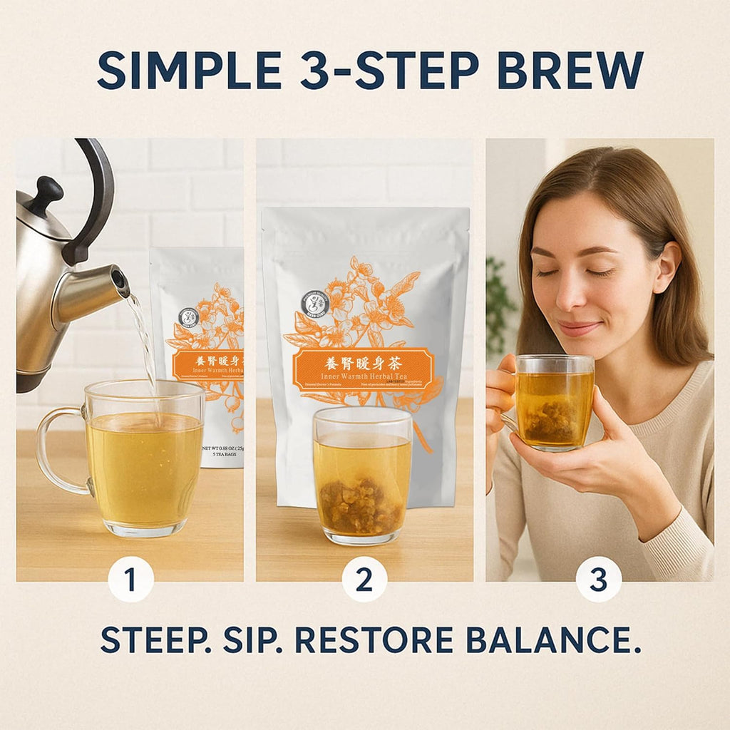 Herb Guru Inner Warmth Herbal Tea | Stomach Ease Blend With Ginger, Jujube, Goji Berry, Dioscorea, And Cinnamomum | Includes 5 Herbal Tea Bags | Digestion Teas For Daily Comfort And Wellness