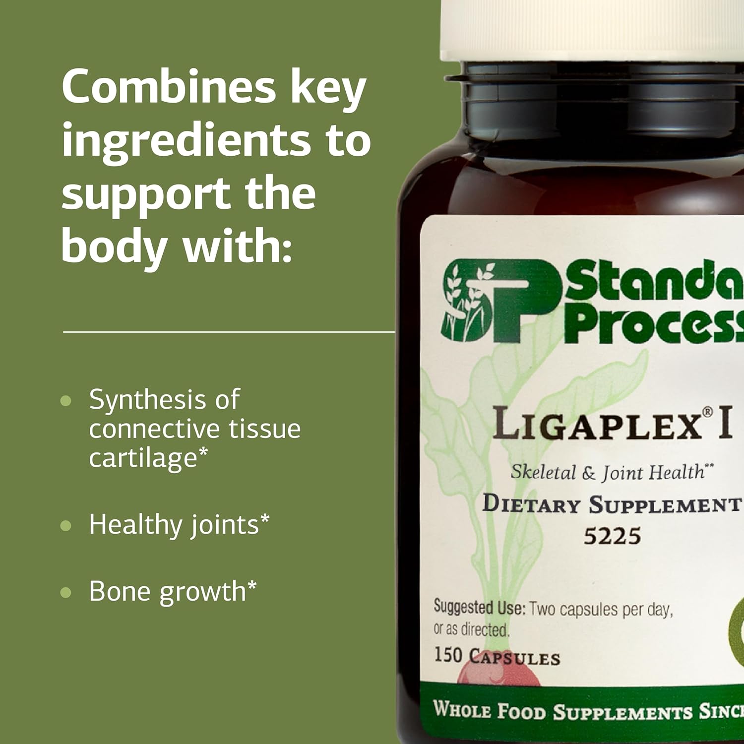 Standard Process Ligaplex I - Joint Support Supplement for Ligament & Cartilage Health - Bone Strength Support - Non-Soy, Gluten-Free & Non-Dairy - 150 Capsules