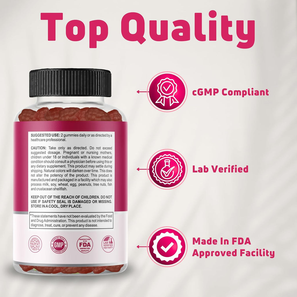 Hair Skin and Nails Gummies with Biotin (6000mcg), Collagen & PABA - Hair, Skin, and Nails Vitamins for Women and Men - Supports Hair Growth, Stronger Nails, Healthy Skin - 30 Servings