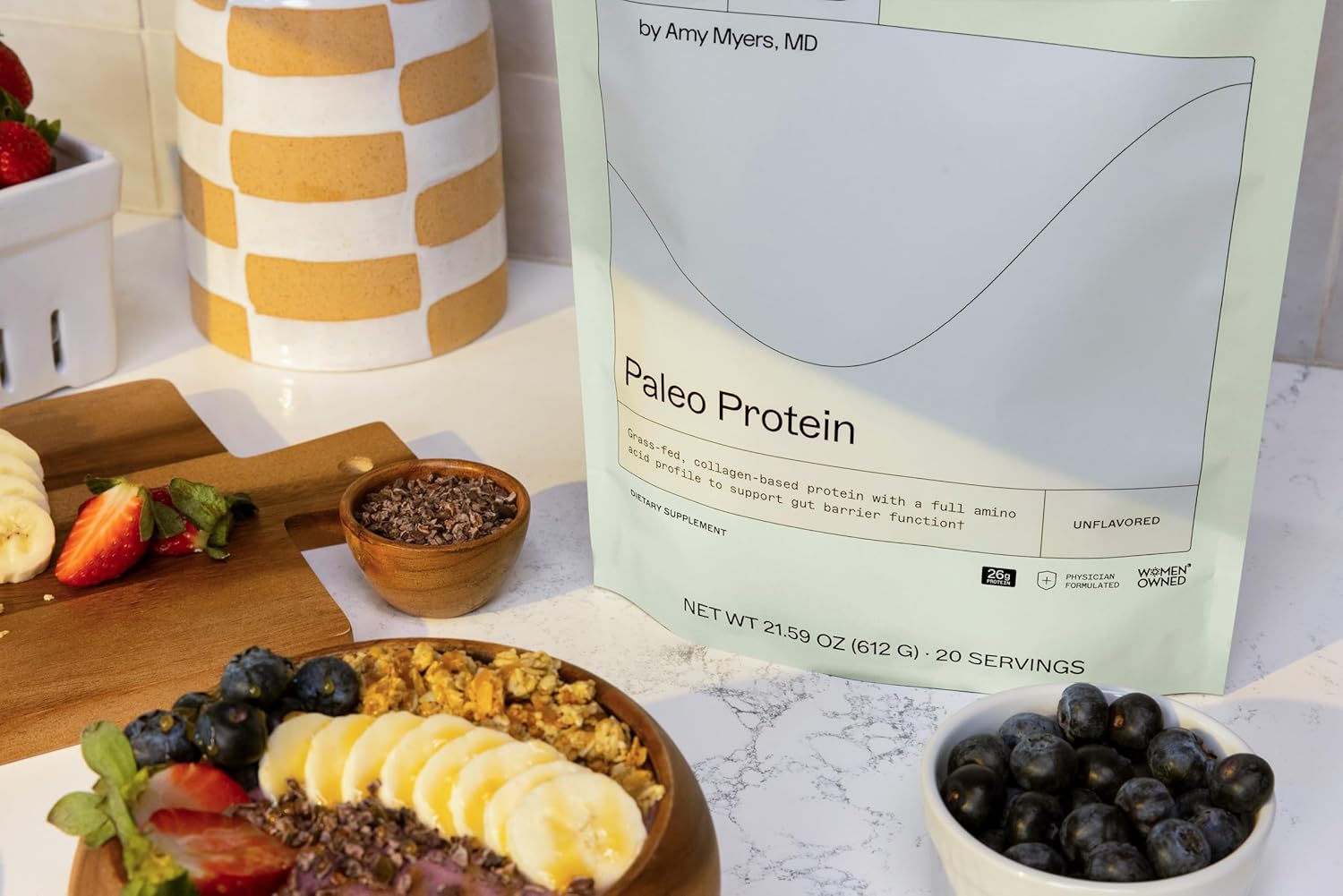 Amy Myers MD The Myers Way Paleo Protein Unflavored - Supports Gut Barrier Function & Daily Protein Needs - Collagen-Based, Grass-Fed - 21.59 oz (20 Servings)