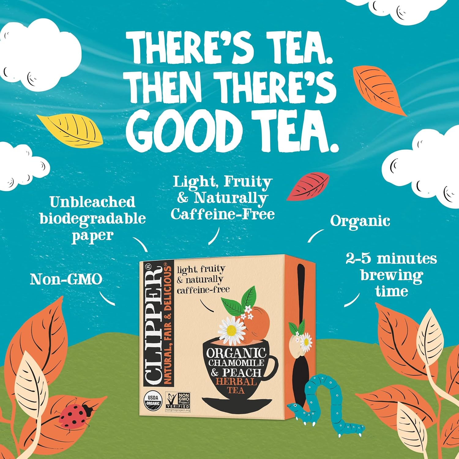 Clipper Tea Chamomile & Peach Teabags – USDA Organic, Great Hot or Iced – Natural, Fair & Delicious Fruity Chamomile & Peach Infusion – 200 Tea Bags