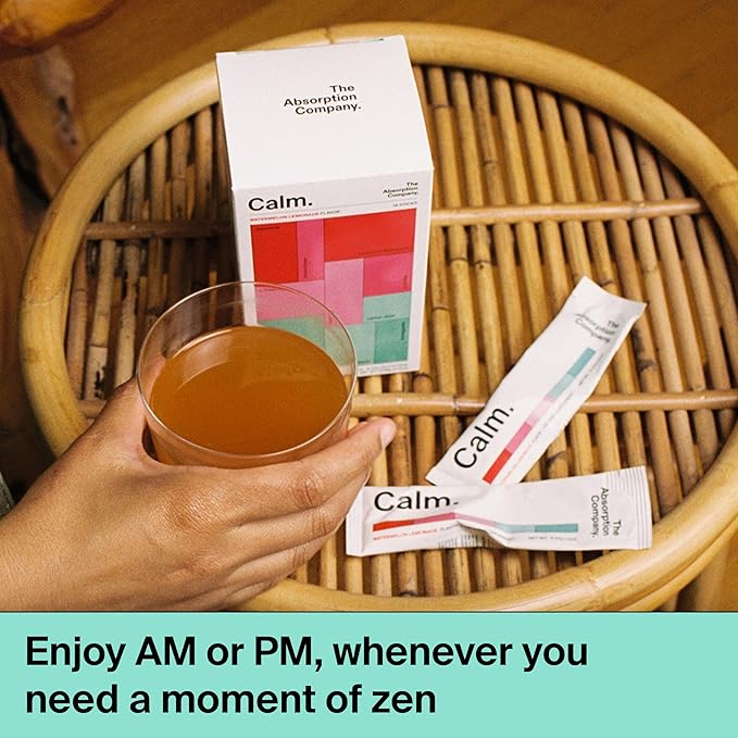 Calm Drink Mix - Supports Cortisol Regulation and Mood - Watermelon Lemonade Flavor & Sleep Aid Powder - Free Natural Supplement to Reduce Stress and Improve Sleep Quality Chamomile Lemonade Flavor