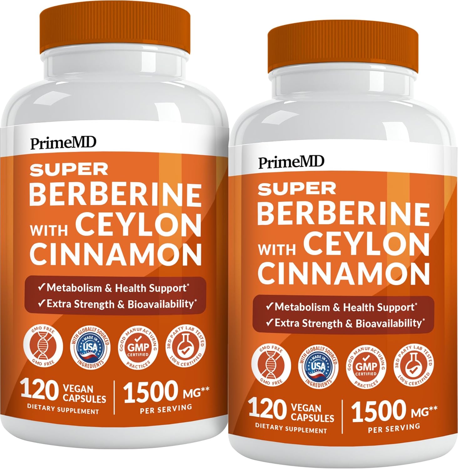 Super Berberine Supplement with Ceylon Cinnamon, BioPerine, Apple Cider, and Turmeric 1500mg - 8-in-1 Dihydroberberine Supplement for Overall Wellness and Balance Support (240 ct, Pack of 2)