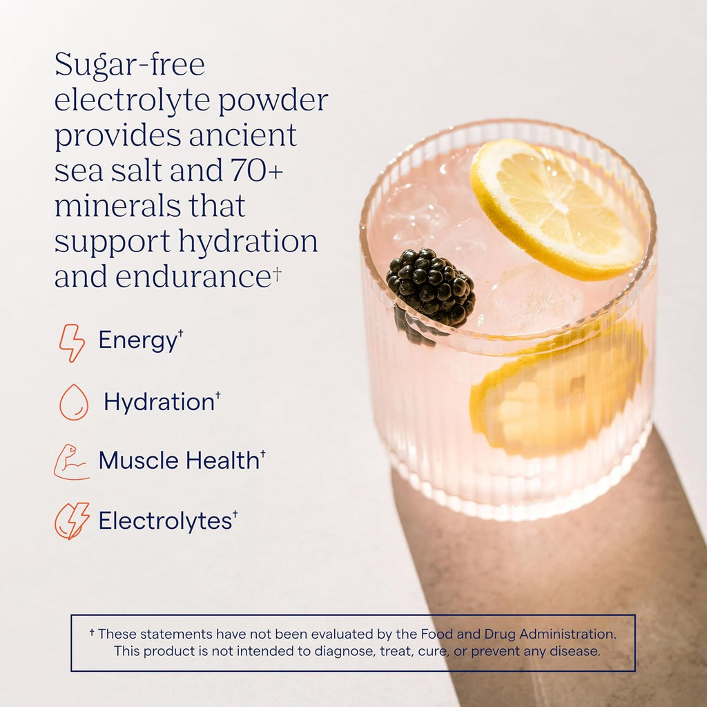 Trace Minerals ZeroLyte Salty Berry Lemonade Flavor - Sugar Free Electrolyte Drink Mix - Supports Hydration, Energy, Stamina - Ancient Sea Salt, Full Spectrum Minerals, Coconut Water - 30 Packets