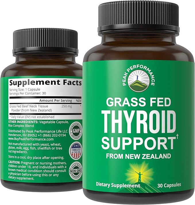 Raw Desiccated Thyroid Supplement. Grass Fed New Zealand Beef Neck & Thyroid Gland Capsules for Women and Men. Ancestral Living Ethically Sourced Bovine Supplements for Energy and Metabolism Support