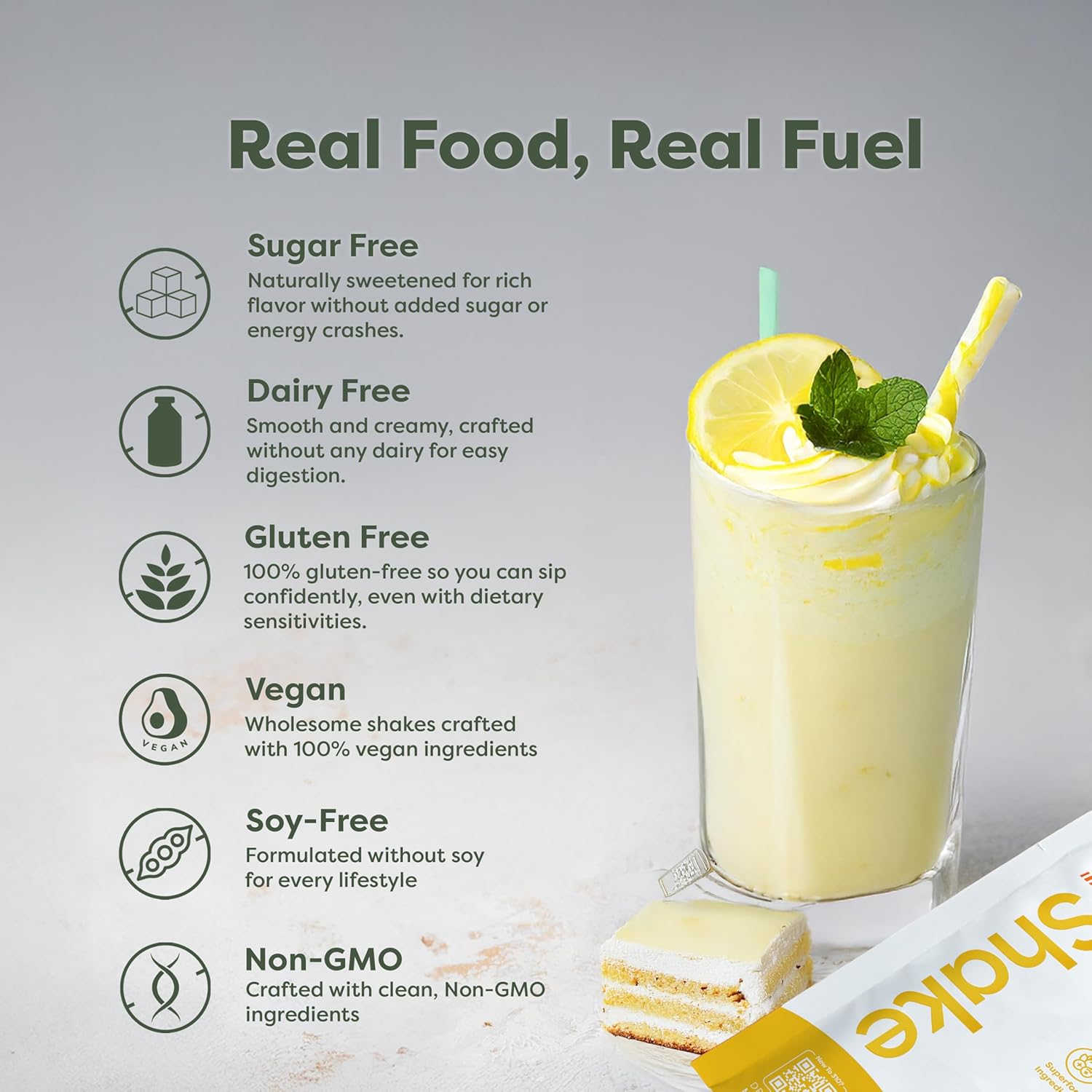310 Nutrition All-In-One Meal Replacement Shake Powder - Plant-Based Protein Smoothie Blend w/ High Fiber, Probiotics & Adaptogens - Low Carb, Vegan, Keto & Paleo Friendly - Lemon Cake - 14 Servings