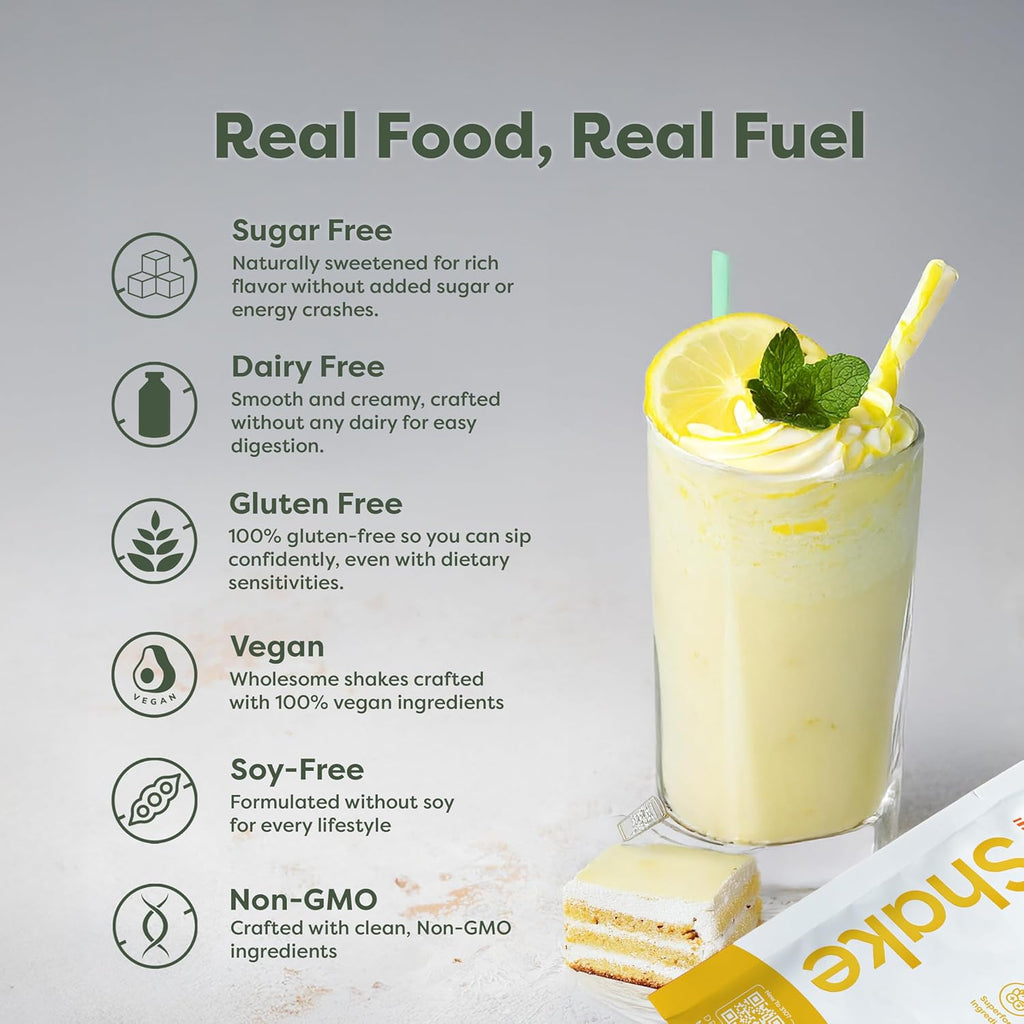 310 Nutrition All-In-One Meal Replacement Shake Powder - Plant-Based Protein Smoothie Blend w/High Fiber, Probiotics & Adaptogens - Low Carb, Vegan, Keto & Paleo Friendly - Lemon Cake - 28 Servings