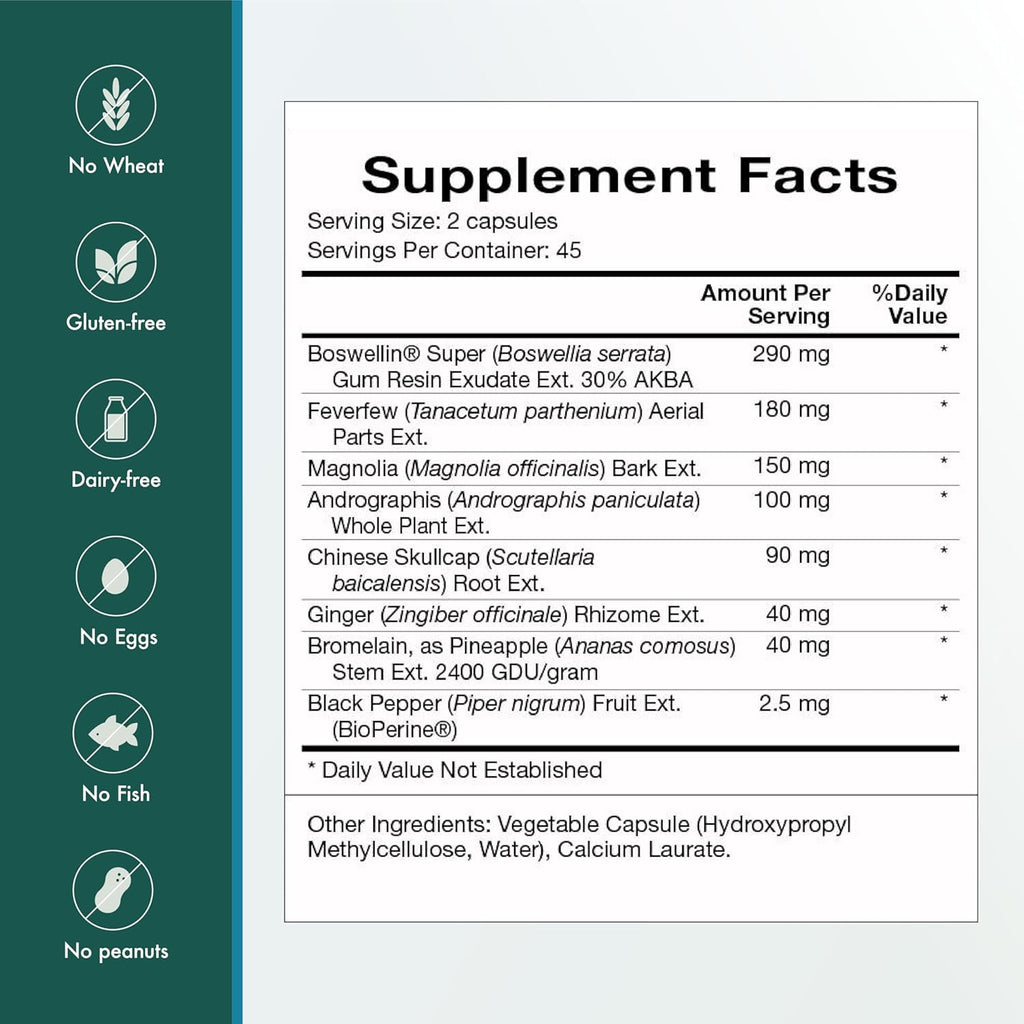 Natura Health Products InflamAway Supplement - Modulate a Healthy Inflammatory Response - Featuring Boswellia Serrata, Bromelain, Ginger, Black Pepper (BioPerine) and Chinese Skullcap (90 Capsules)