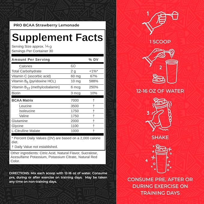 Max Muscle Pro BCAA, Aminos for The Relentless, 7G BCAA, Post Workout Muscle Recovery (Strawberry Lemonade)