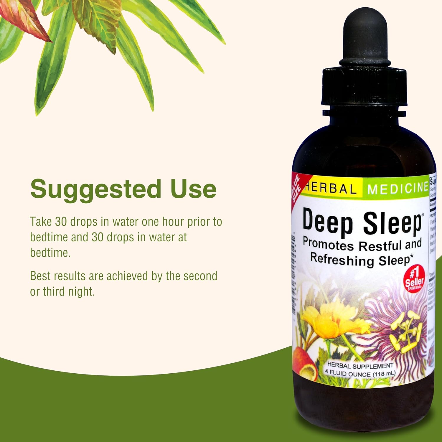 Herbs Etc. Deep Sleep Classic Liquid Extract - Herbal Supplement for Natural & Gentle Sleep Support - Restful Sleep Supplement with Passionflower, Chamomile & Lemon Balm - 4 fl oz (157 Servings)