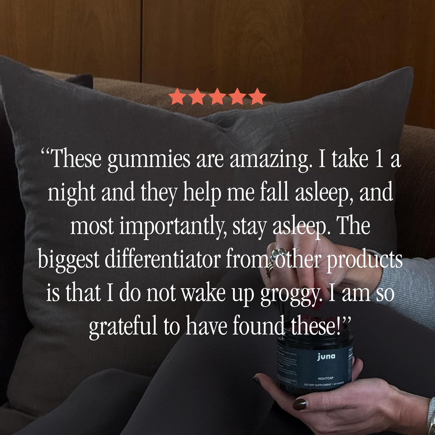 Juna Nightcap Sleep Gummies – Sugar-Free, All-Natural Sleep Aid with Low-Dose Melatonin, Tart Cherry, GABA, Magnesium, Chamomile & Passionflower – 30 Servings