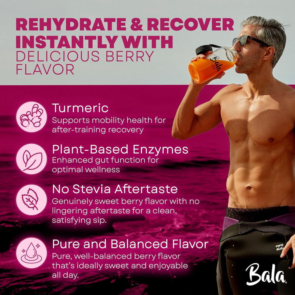 BALA Enzyme Hydration & Sugar-Free Drink Mix Powder - may contributes to overall wellness - Berry 0.25oz (30 Count)