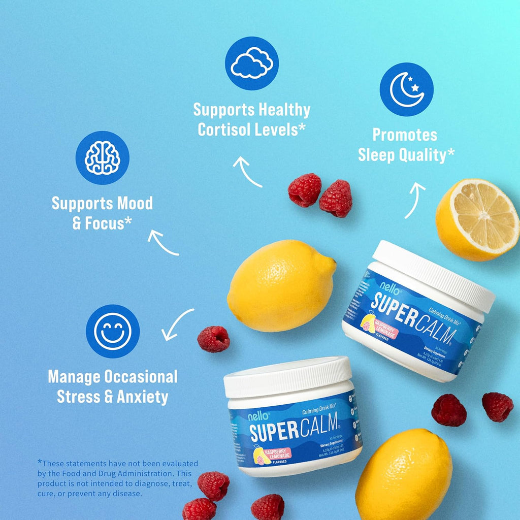 Supercalm Drink Mix - Ashwagandha KSM 66, Magnesium Glycinate, L-Theanine, Vitamin D3 - Ashwagandha Root Extract, Magnesium & L-Theanine Supplement - Focus & Support (30 Servings)