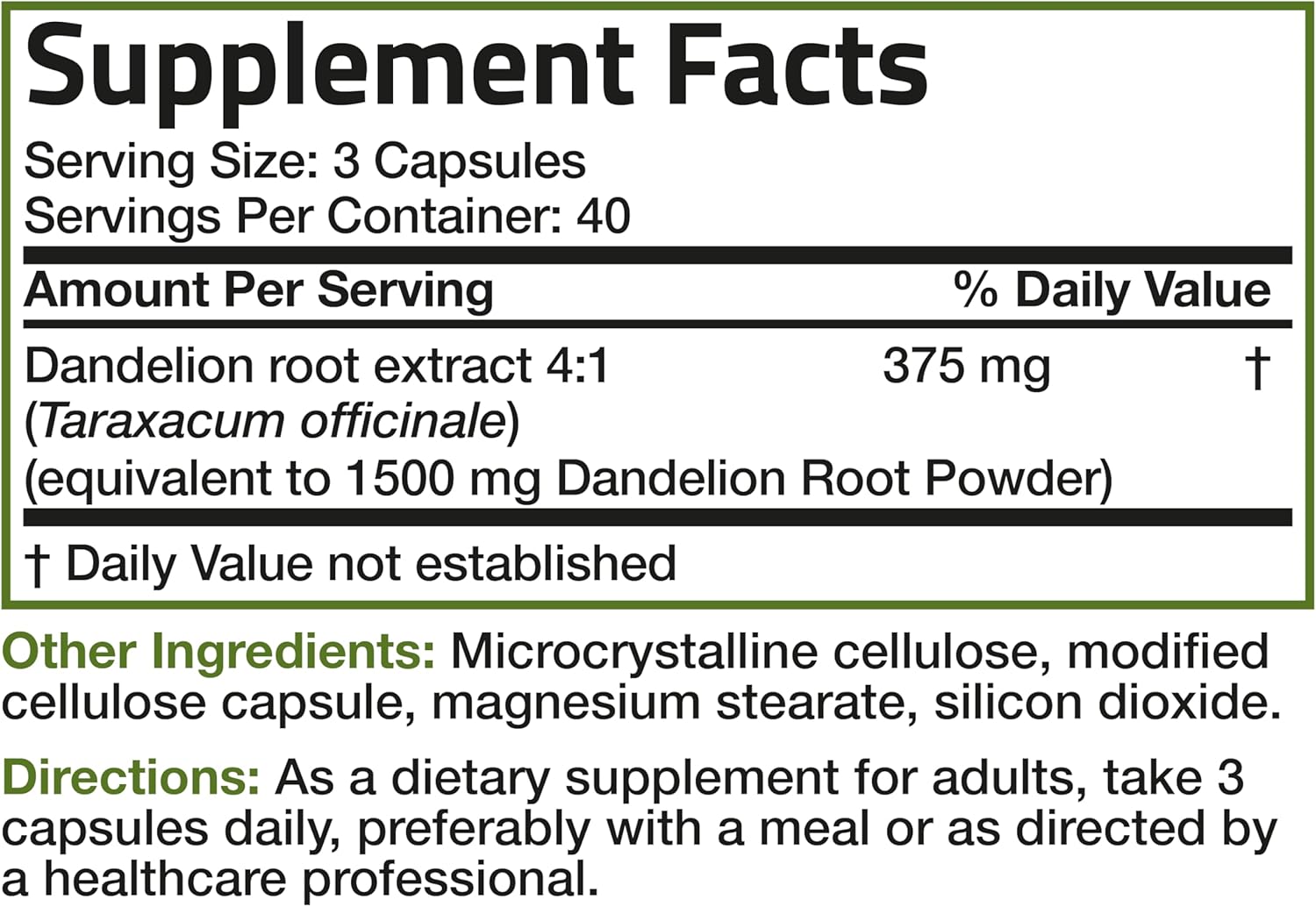 Bronson Dandelion Root High Potency Supplement, Supports Overall Good Health & Well-Being, Traditional Diuretic Herb - Non-GMO, 120 Vegetarian Capsules