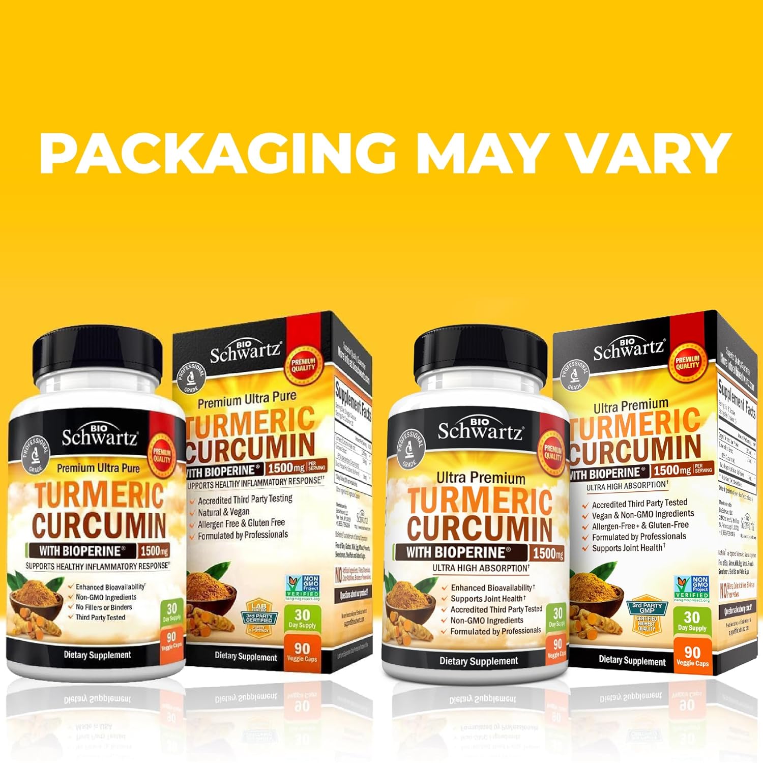 Turmeric Curcumin with Black Pepper Extract 1500mg - High Absorption Ultra Potent Turmeric Supplement with 95% Curcuminoids and BioPerine - Non GMO Tumeric Capsules for Joint Support - 90 Capsules