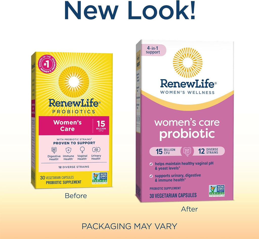 Renew Life Women's Probiotic Capsules, Supports pH Balance for Women, Vaginal, Urinary, Digestive and Immune Health, L. Rhamnosus GG, Dairy, Soy and Gluten-Free, 15 Billion CFU - 30 Ct