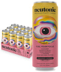 Neutonic Nootropic Productivity Energy Drink | Strawberry Lemonade 12 Cans | 120mg Natural Caffeine, Zero Sugar | Support Memory, Mental Clarity, Cognitive Function | Boost Focus, Energy, Brain Health