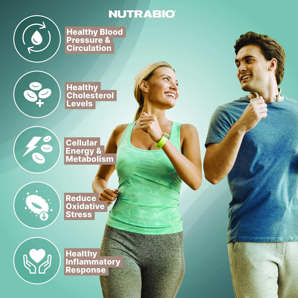 NutraBio Heart- Heart Health Supplements, Cardiovascular Supplement, Cholesterol, Circulatory & Healthy Blood Pressure Support- 90 Capsules