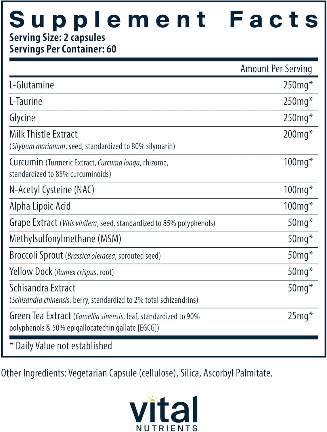 Vital Nutrients Detox Formula | Vegan Liver Detox | Antioxidant Supplement Promotes Liver & Detoxification Support | Gluten, Dairy, Soy Free | Non-GMO | 120 Capsules