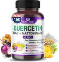 Quercetin Supplement with Bromelain, Vitamin C and Zinc, Nattokinase, NAC, Elderberry, Elderberry | 8 in 1 Ultra Antioxidant Complex for Immune Health | 150 Capsules