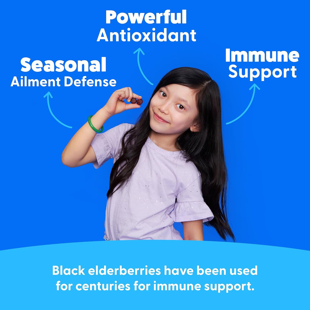 Feel Great Immune Support for Kids | Vitamin C Zinc & Elderberry Gummies | Sambucus Nigra Immunity Multivitamin | Vegetarian | 60 Day Supply