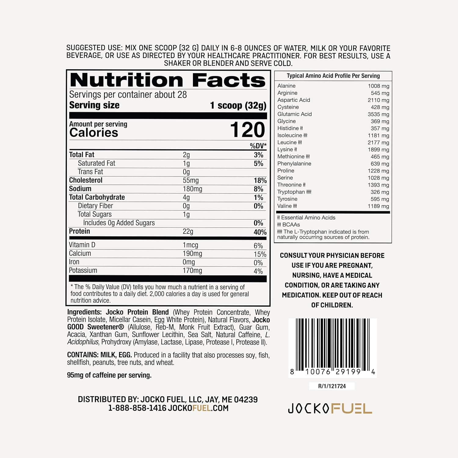 Jocko Fuel Mölk Whey Protein Powder 22g Protein - 95mg of Caffeine - Low Sugar Monk Fruit Blend - Muscle Recovery & Growth, Packaging May Vary (28 Servings, Coffee & Donuts)
