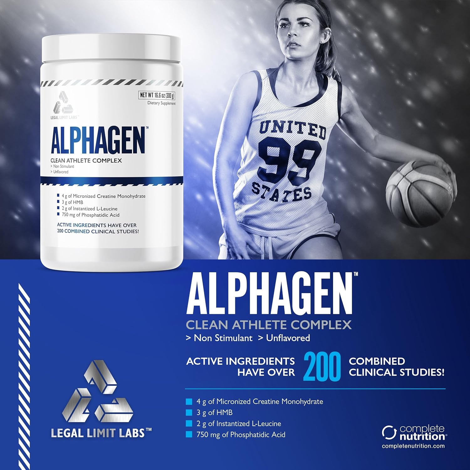 Legal Limit Labs Alpha Gain- Clean Athlete Complex- creatine, HMB, L-Leucine, and Phosphatidic Acid - Lean Muscle 30 Servings