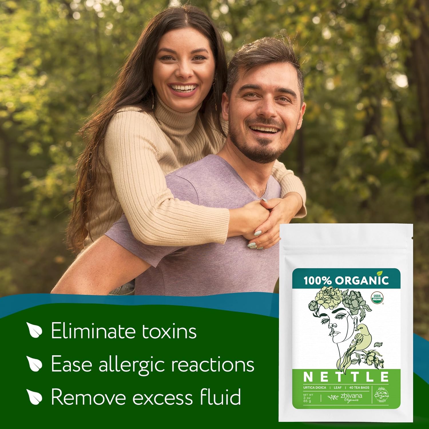 Nettle Tea Organic (40 Tea Bags) - Stinging Nettle Leaf TeaBags – Ortiga Tea for Optimal Health, Immune Support, Kidney - Te de Ortiga Organico Natural